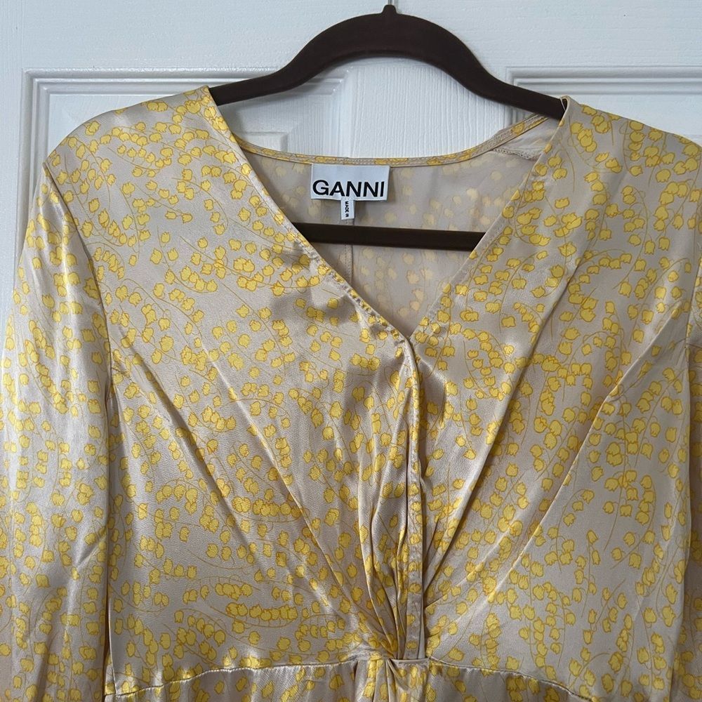 Ganni Cameron V-neck Floral Satin Maxi Dress - Picture 9 of 15